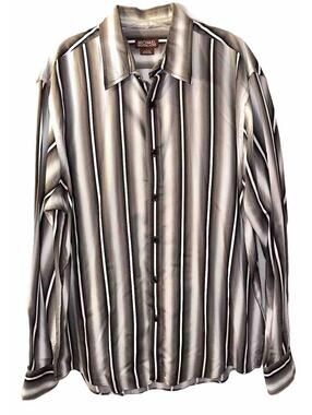 MICHAEL KORS Mens Long Sleeve Button Front Striped Shirt Size L 100% Cotton